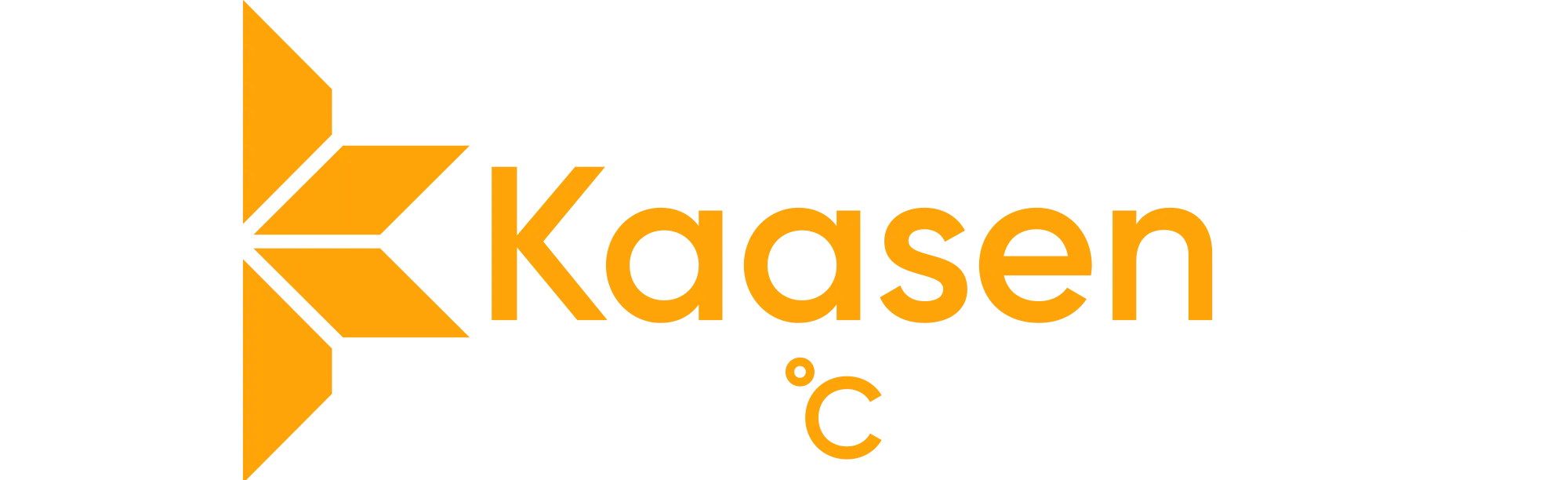 kaasen life logo with text and orange and white colours 